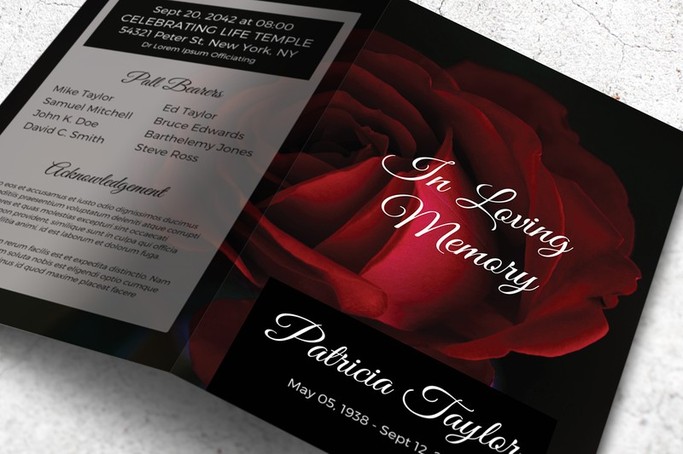 black and white memorial program