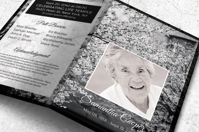 black and white memorial program