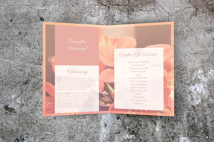 floral order of service template